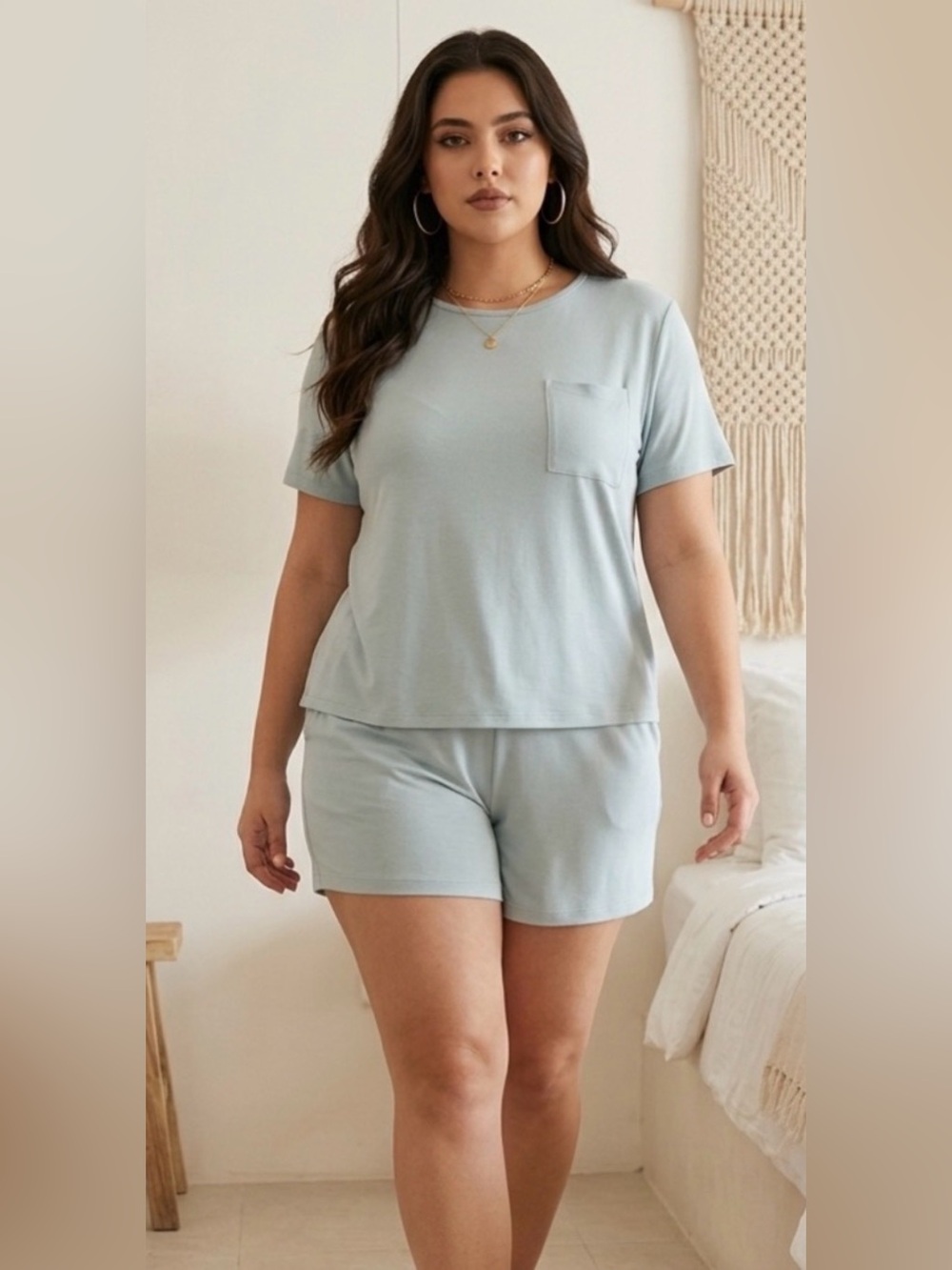 NWT Cozy Earth Plus Size Glacier Blue Modern Modal Shorts Lounge Pajama - 3XL